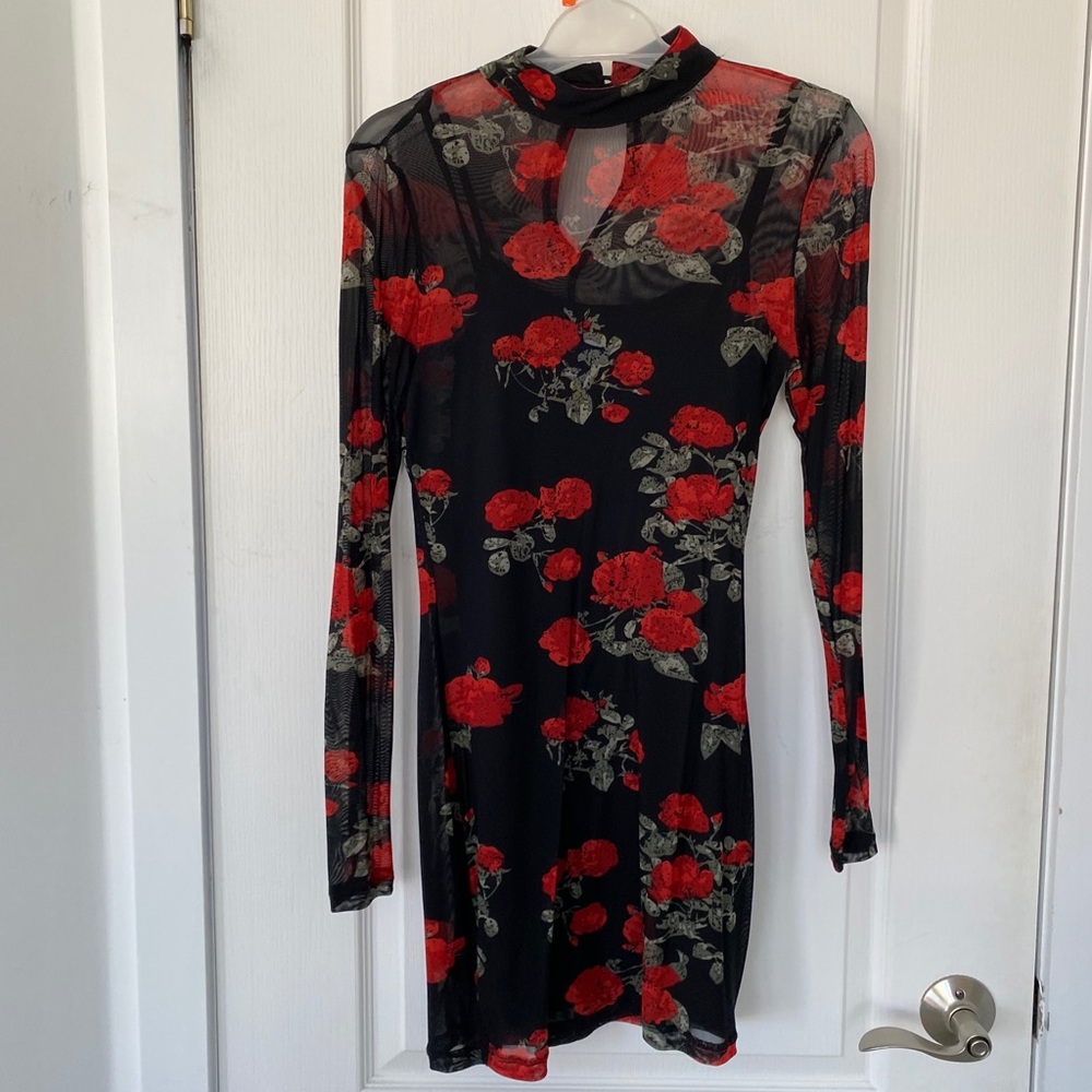 Noisy May Rose Flower mini dress